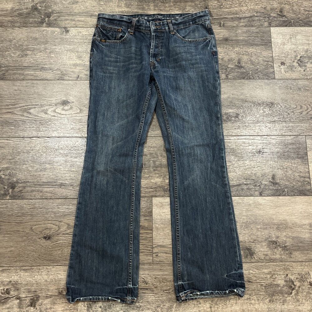 Fox Racing Jeans Blue Denim Baseline Dark Wash Relaxed Streetwear Y2K Mens 32x30